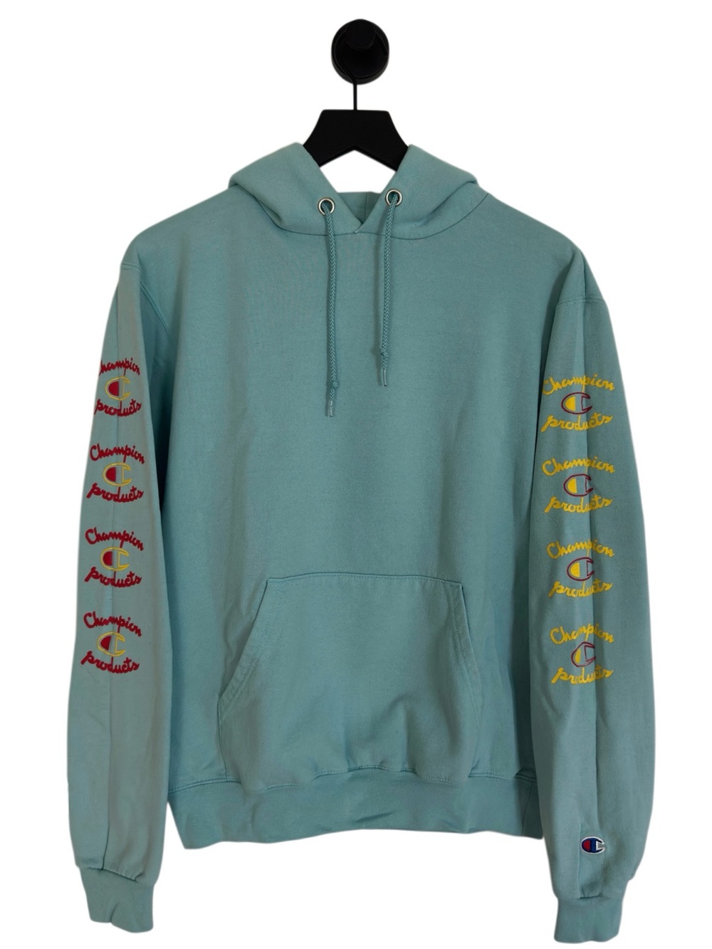 Champion Men’s Teal Pullover Hoodie with Sleeve Logos
